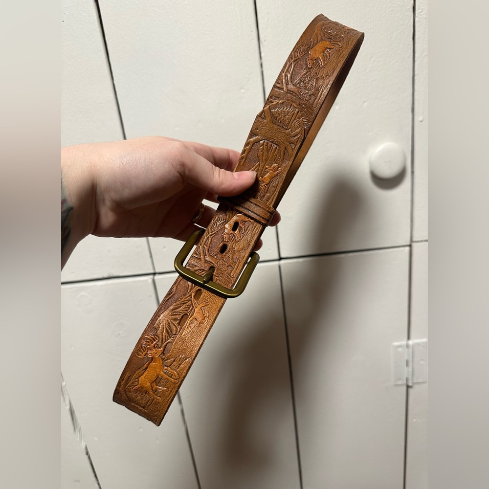 Vintage Chambers Embossed Leather Belt